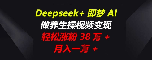 Deepseek+即梦AI，做养生操视频变现，轻松涨粉38W+，月入一W+-小七网创