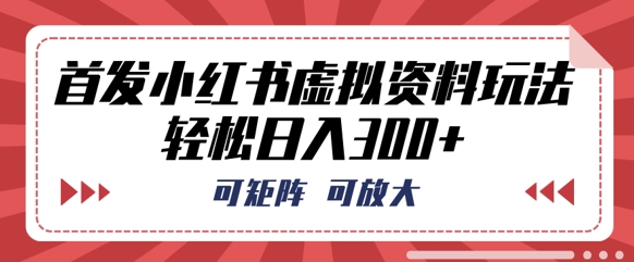 首发小红书虚拟资料玩法，可矩阵，可放大，轻松日入3张-小七网创