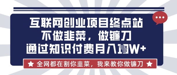 互联网创业尽头-不做韭菜,做镰刀,通过知识付费月入10个【揭秘】_小七网创