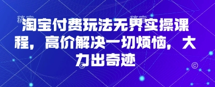 淘宝付费玩法无界实操课程,高价解决一切烦恼,大力出奇迹_小七网创