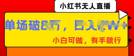 小红书无人直播,纯小白可做,有手就行,单场直播销售额破8w-小七网创