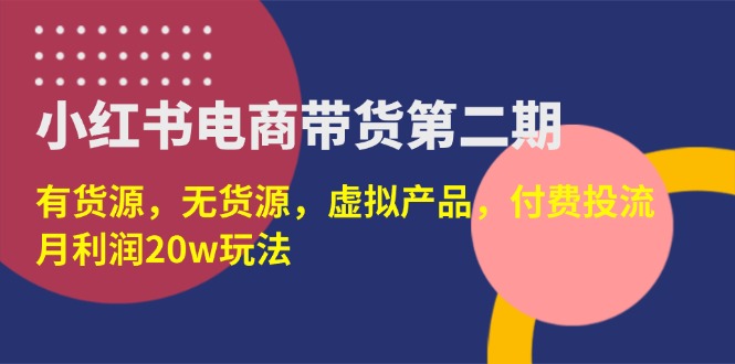 (14186期)小红书电商带货第二期,有货源,无货源,虚拟产品,付费投流,月利润20w-小七网创