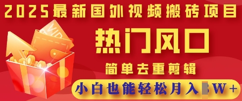 2025最新视频搬砖项目，热门风口，简单去重剪辑，小白也能轻松月入过W_小七网创