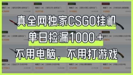真全网独家CSGO挂G，单日捡漏1k+【揭秘】_小七网创