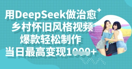用DeepSeek做治愈乡村怀旧风格视频，爆款轻松制作，当日最高变现多张-小七网创